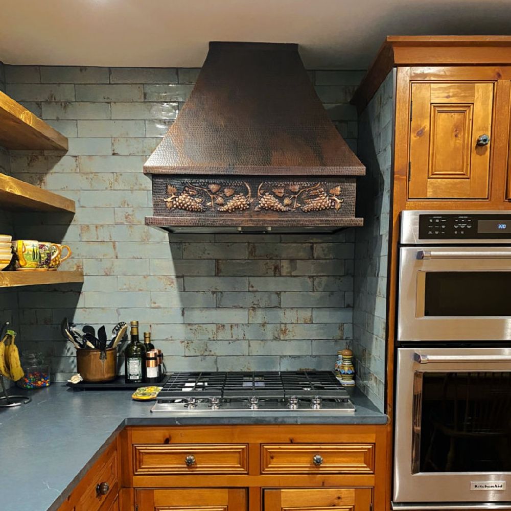 hammered copper range hood